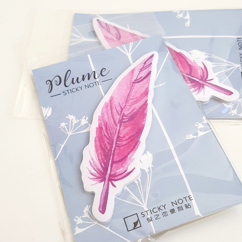 Pretty Pink Feather Sticky Notes