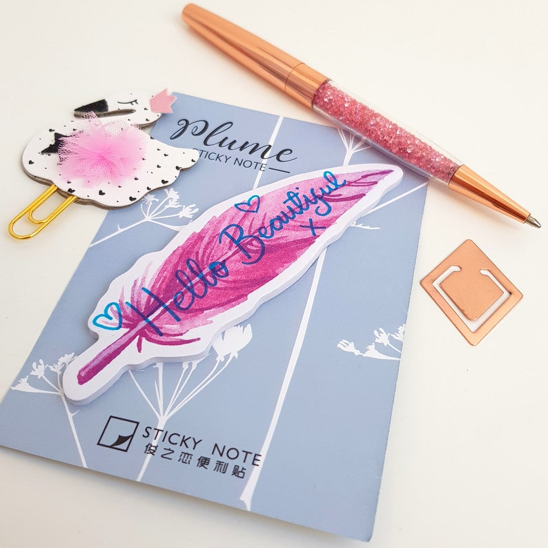 Pretty Pink Feather Sticky Notes