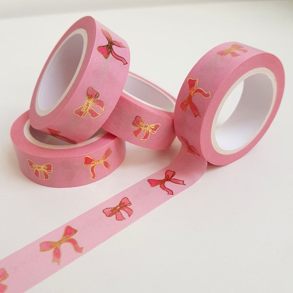 Pretty Pink and Gold Foil Bow Washi Tape