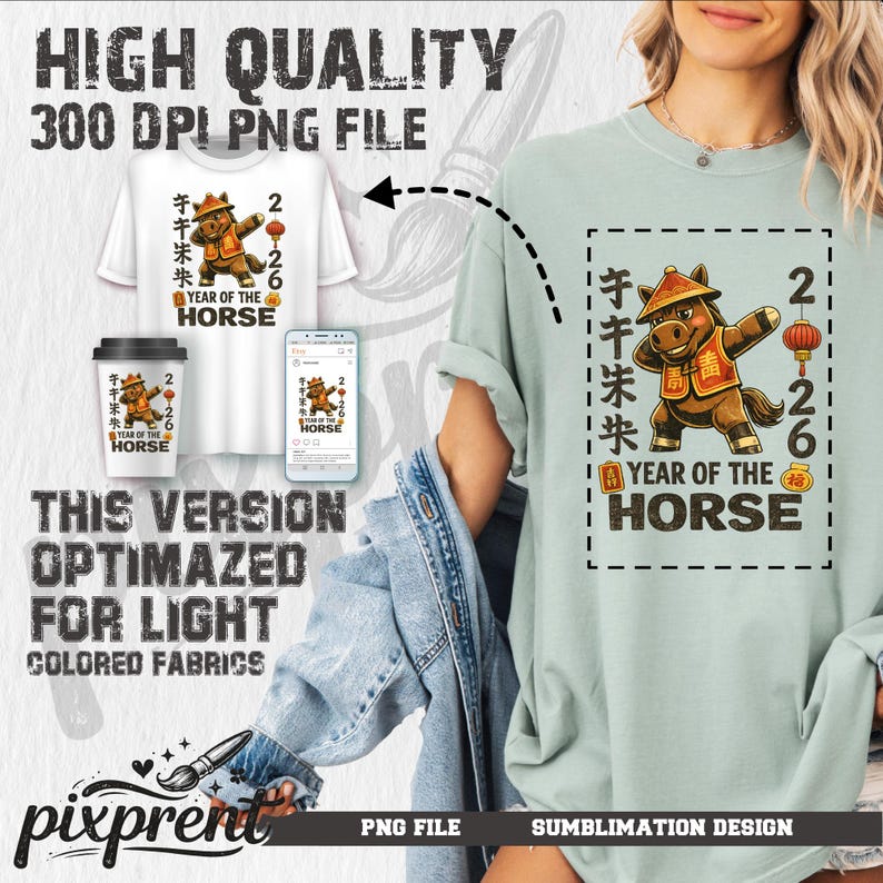 Year of the Horse 2026 PNG | Chinese New Year Sublimation Design, Lunar ...