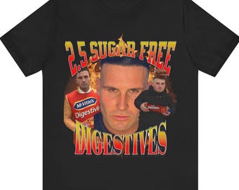 Camiseta Gymskin 2.5 Sugar Free Digestives, camiseta divertida con meme británico, camiseta viral de TikTok, ropa de gimnasio con memes, camiseta con humor británico, ropa urbana gráfica