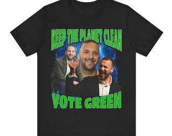 Camiseta "Mantén el planeta limpio, vota verde" / Camiseta ecológica / Camiseta sobre el cambio climático / Camiseta con estampado ambiental / Camiseta de moda sostenible