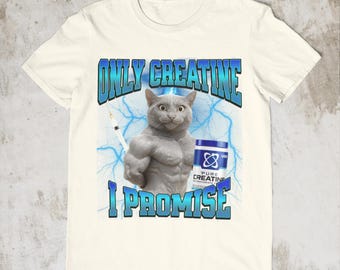 Camiseta divertida de Gym Cat "Solo creatina, lo prometo", camiseta con meme de culturismo, camiseta de humor fitness, camiseta de Gym Cat, ropa con meme viral