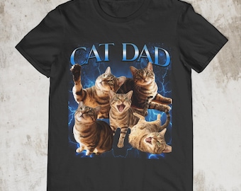 Camiseta personalizada para papás de gatos – Camiseta personalizada para gatos, camiseta con retrato de mascota personalizado, regalo para dueños de gatos, camiseta divertida para amantes de los gatos, regalo personalizado para gatos