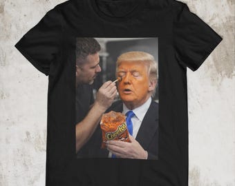 Camiseta de maquillaje de Cheetos de Donald Trump, divertida camiseta de meme de Trump, camiseta de sátira política, camiseta de meme viral, regalo de parodia de Trump, camiseta gráfica unisex
