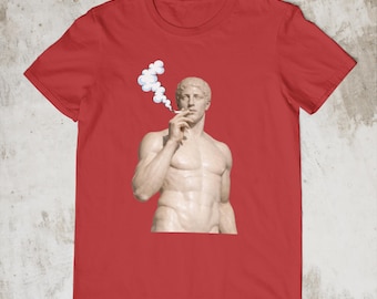 Camiseta con estatua griega fumando – Camiseta gráfica estética divertida, camiseta con escultura romana, camiseta con meme viral, camiseta de arte urbano, estilo vintage