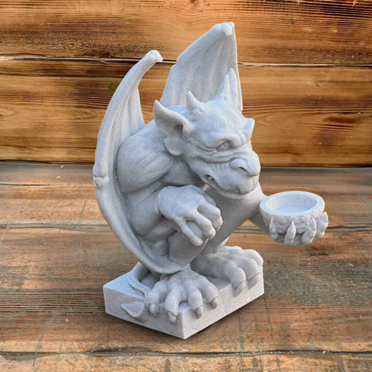 Stone White Gargoyle Statue Concrete Garden Gothic Decor Outdoor ...