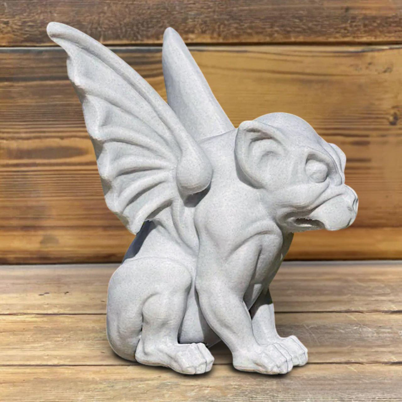 White Concrete Gargoyle Statue Outdoor Guardian Sculpture Garden Gothic ...