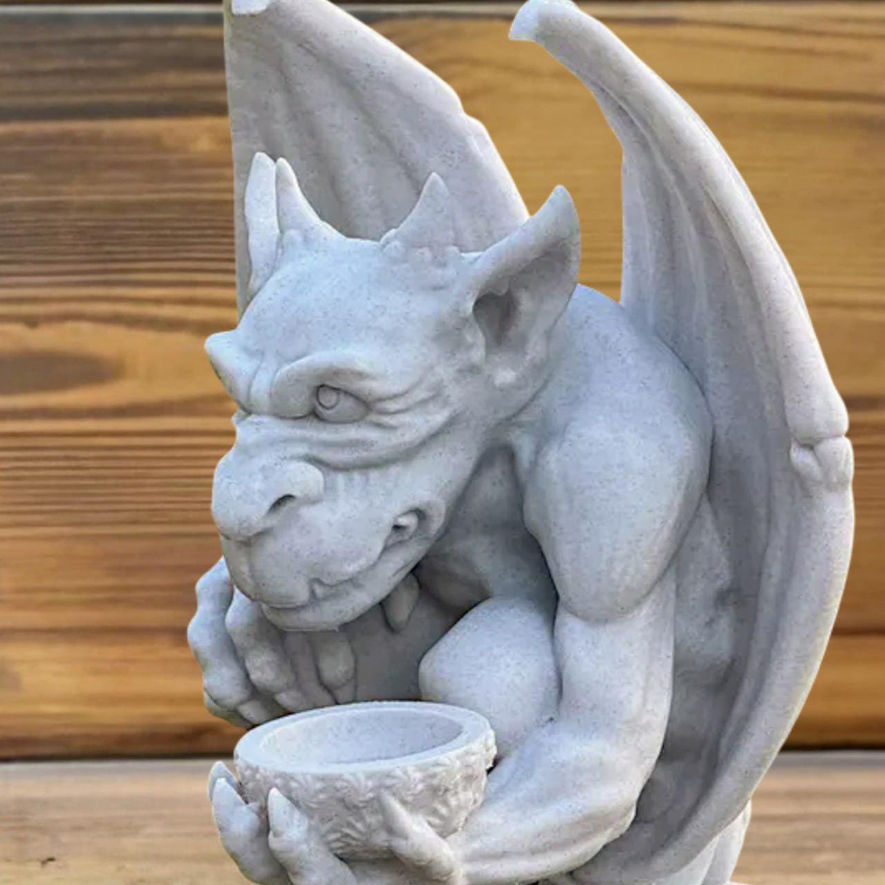 Stone White Gargoyle Statue Concrete Garden Gothic Decor Outdoor ...