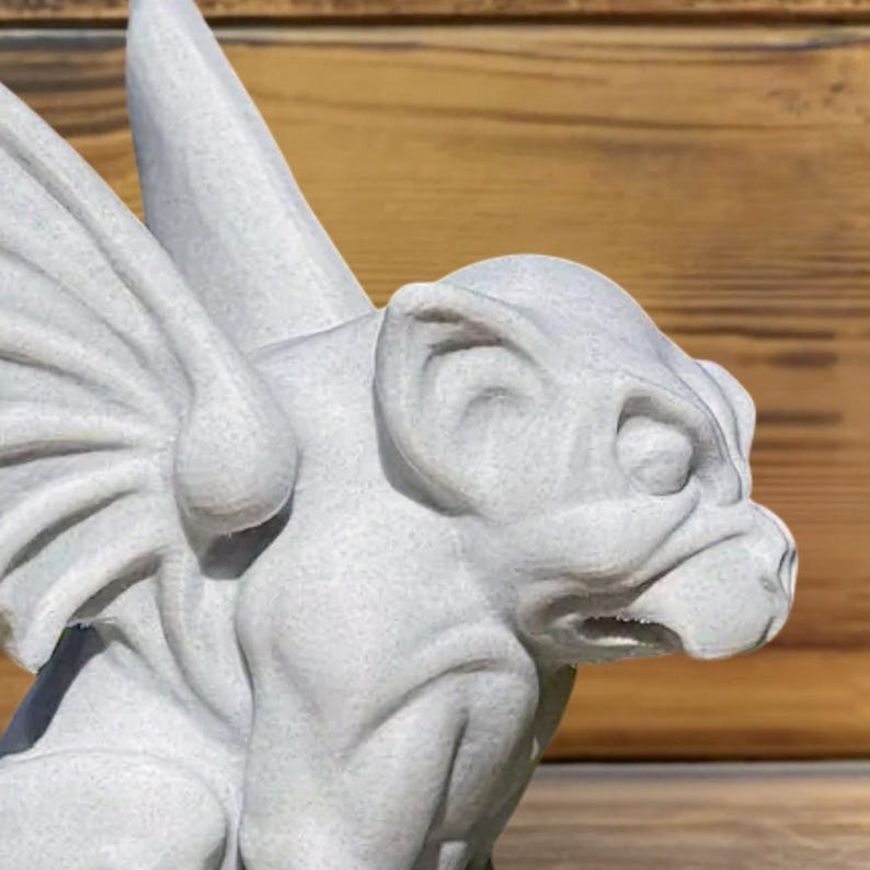 White Concrete Gargoyle Statue Outdoor Guardian Sculpture Garden Gothic ...