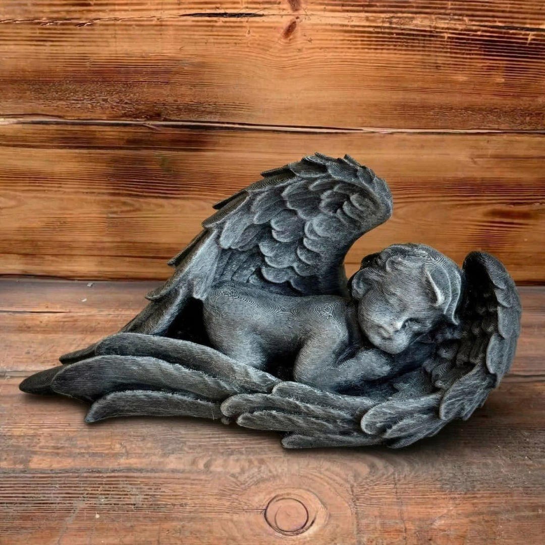 Concrete Statue Sleeping Angel Stone Angel Memorial Cement Angel Figure ...