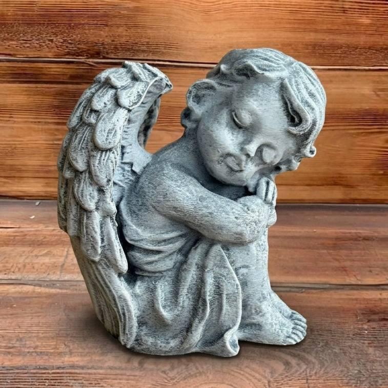 Sleeping Angel Concrete Garden Statue Cherub Ornament Memorial Stone ...