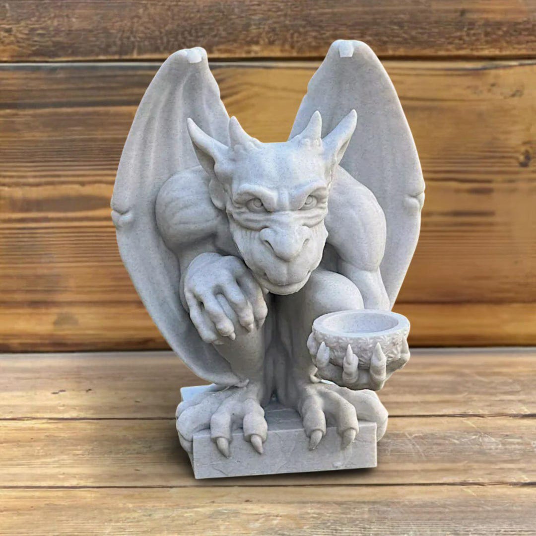 Stone White Gargoyle Statue Concrete Garden Gothic Decor Outdoor ...