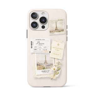 Paris Aesthetic Phone Case, Vintage Travel Collage iPhone Case, Cute French Style Cover, Eiffel Tower Design, Gift for Her