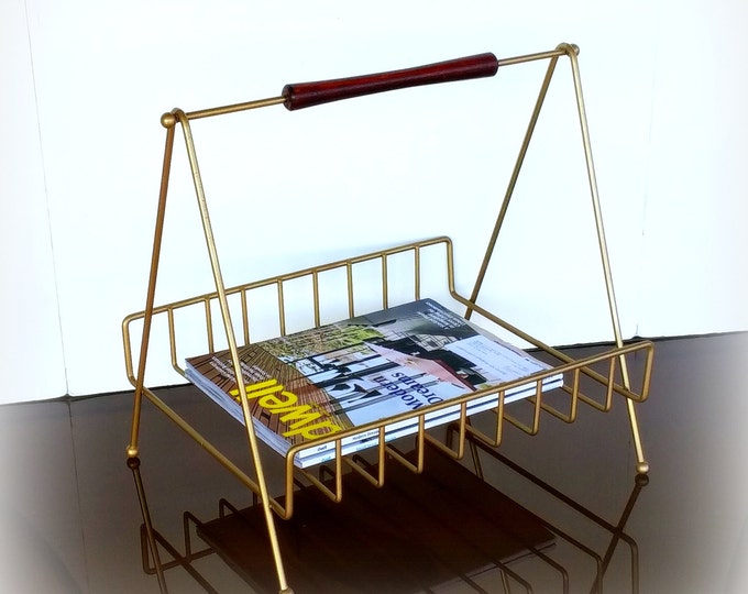 Modern 1950s VINTAGE MID CENTURY Magazine Rack in a Lovely Geometric ...