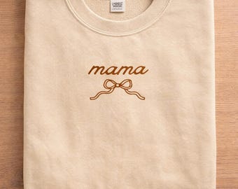 Mama sweatshirt strikontwerp, neutrale moeder ronde hals, esthetisch mama-shirt, gezellige trui voor moeders, cadeau nieuwe moeder, Moederdagcadeau
