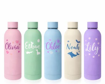 Gepersonaliseerde waterfles, aangepaste naam waterfles, roestvrijstalen fles, waterfles cadeau