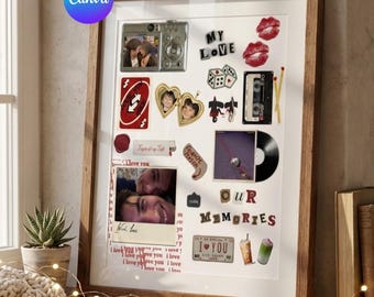 Póster personalizado de caja de cerillas / Arte mural con recuerdos románticos (descarga digital)