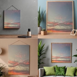 Lámina con nubes al atardecer en tonos pastel / Arte mural del cielo del desierto del sur de California (descarga digital)