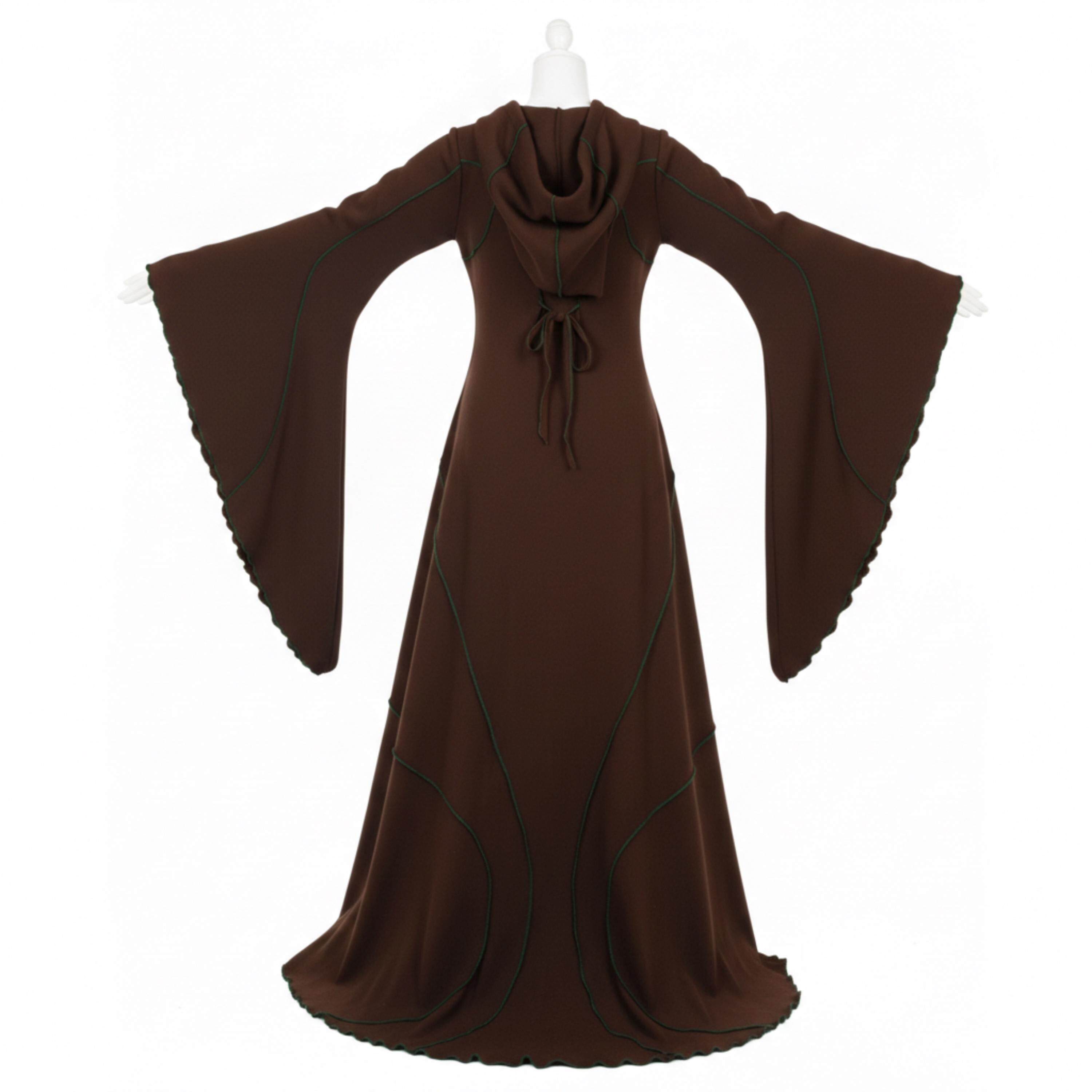brown witch dress Hooded Medieval Gown Gateshead Pointed fairy sleeves add Color:Knit Light Blue, Navy and White Plaid Sea-Green Spotlight Prom MakeUp