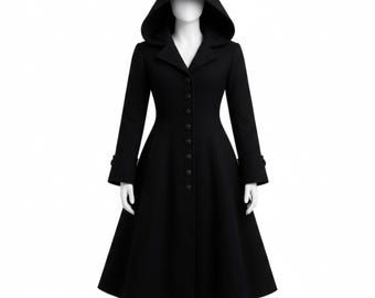 Hooded Gothic Overcoat | Victorian Steampunk Wool Jacket