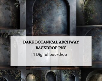 Dark Botanical Archway Backdrop PNG – 14 Moody Floral Digital Backgrounds