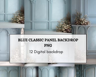 Blue Classic Panel Backdrop PNG – 12 Elegant Vintage Wall Backgrounds