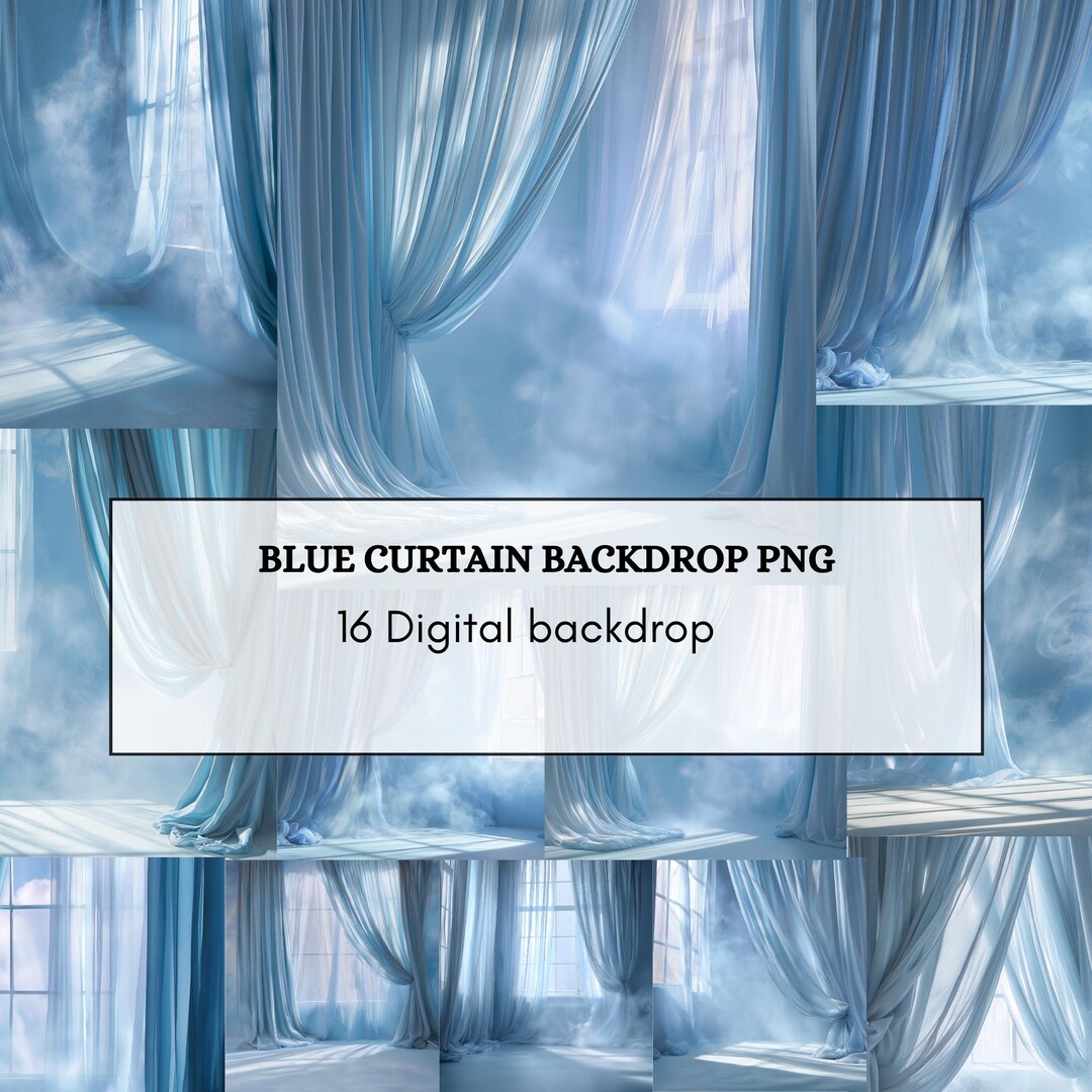 Blue Curtain Backdrop PNG – 16 Studio Backgrounds - Etsy