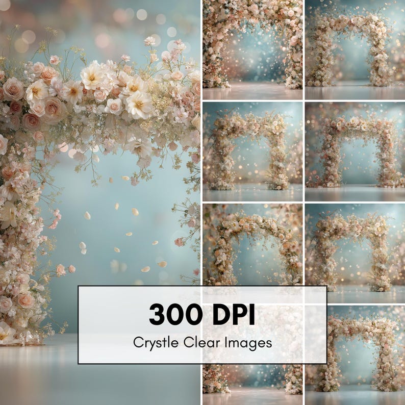 Luxury Floral Arch Backdrop PNG | Elegant Wedding Studio Background Set ...
