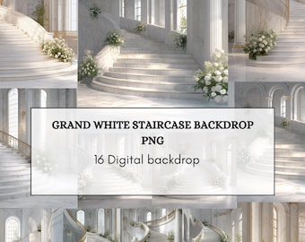 Große weiße Treppe Backdrop 16 PNG für Hochzeit, Mutterschaft & Studio Fotografie