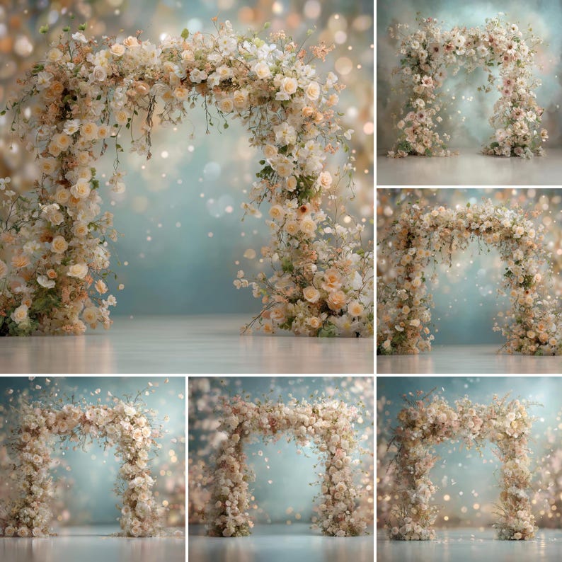Luxury Floral Arch Backdrop PNG | Elegant Wedding Studio Background Set ...