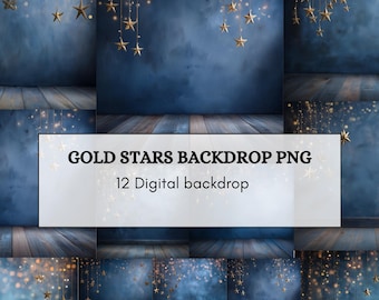 Gold Stars Backdrop PNG – 12 Luxury Glitter Digital Backgrounds