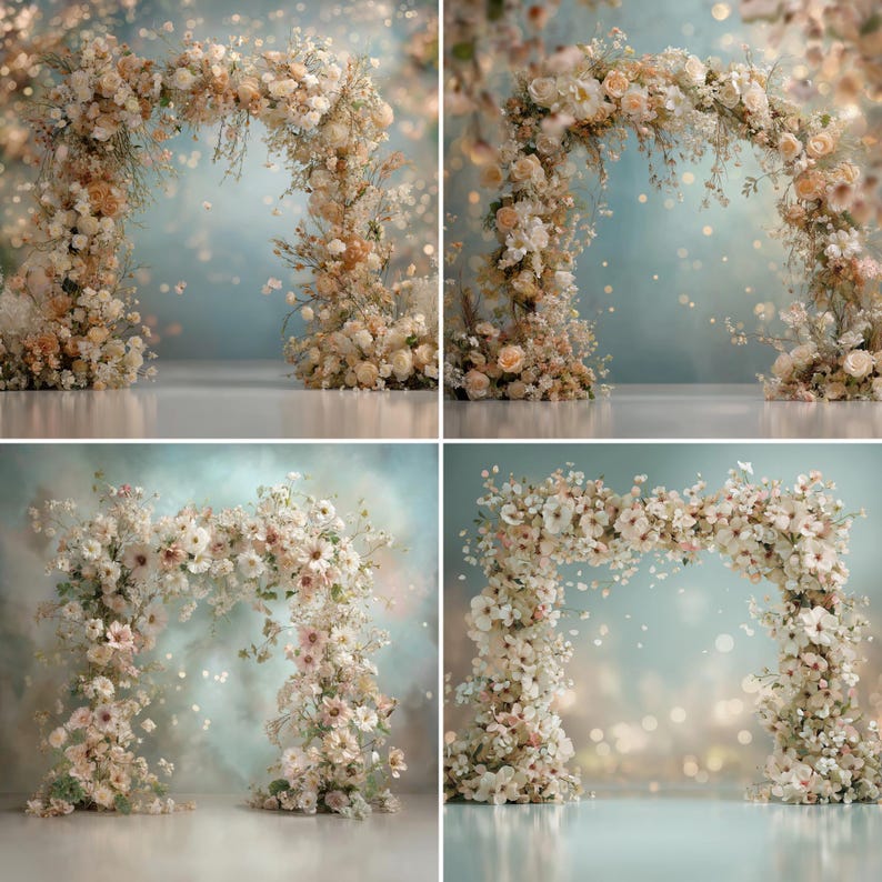 Luxury Floral Arch Backdrop PNG | Elegant Wedding Studio Background Set ...