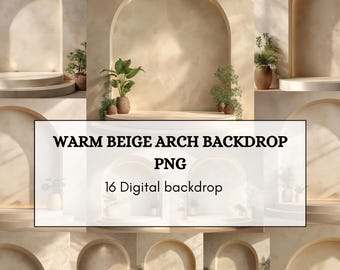 Warm Beige Arch Backdrop PNG – 16 Minimalist Neutral Stage Backgrounds