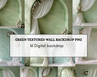 Green Textured Wall Backdrop PNG | Natural Studio Photography Background Set (16 PNG)