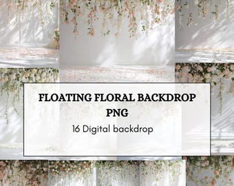 Floating Floral Backdrop PNG – 16 Dreamy Elegant Digital Backgrounds