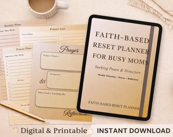 Christian Planner for Busy Moms | Faith-Based Weekly Planner | Prayer & Reset Journal PDF