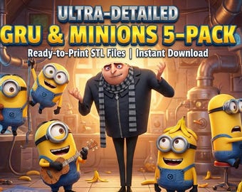 Gru en Minions 3D-printmodellen | STL-bestandsbundel (digitale download)