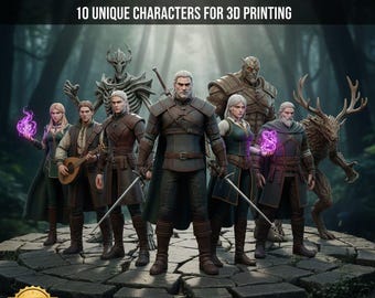 Witcher 3 STL-bundel: 10 gedetailleerde tekens voor 3D-printen (digitale download)
