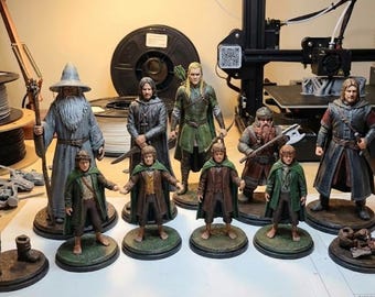 Lord of the Rings Fellowship volledige set STL - schaalbare 3D-printmodellen - bundel met hoge detail 9 figuren - RPG-miniatuur en standbeeld