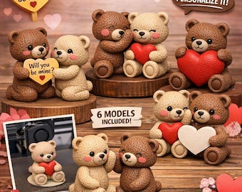 STL-bundel Valentijnsdagbeer, 3D-afdrukbestand in amigurumi-stijl