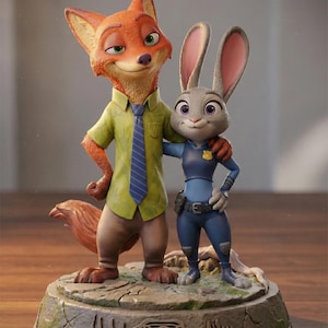 Nick Wilde Judy Hopps Zootopia STL 3D Druck Digital Fan Art Miniatur Abbildung Modell Skulptur