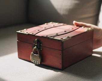 Vintage Holz Schatztruhe mit Zahlenschloss, kleine Andenken Aufbewahrungsbox, geheime Geschenkbox für Kinder Geburtstag, Ostern Überraschung