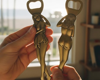 Vintage Bronze Ton Lady Flaschenöffner für Erwachsene, Minimal Cool Bar Decor, künstlerische Freund Geschenk, Thanksgiving Geschenk
