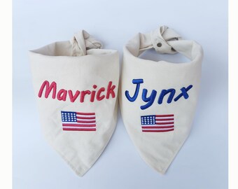 Personalized Dog Bandana, Custom Embroidered Cotton Pet Scarf