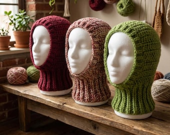 Crochet Balaclava Hooded Cowl Pattern, Ribbed Winter Head & Neck Warmer (PDF Pattern)
