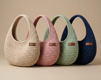 Häkelanleitung für eine halbmondförmige Hobo-Tasche, Anfänger-Tutorial für eine Schultertasche (PDF-Download)