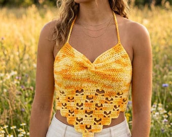 Crochet Halter Top Pattern, Boho Lace Summer Design (PDF Download)
