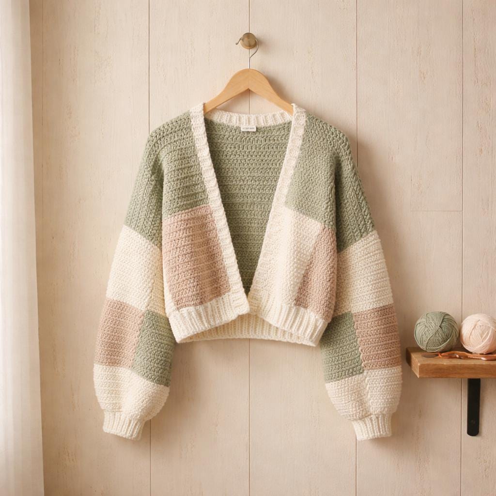Oversized Color Block Patchwork Cardigan Pattern