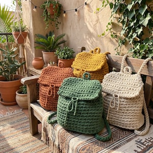 Crochet Backpack Pattern, Boho Drawstring Bag, Beginner Friendly DIY Tutorial (PDF Download)